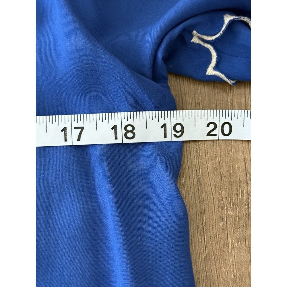 JOHNNY WAS Workshop Sm Blue Embroidered Top 100% Modal Button Up Scallop Sleeve - Picture 13 of 16